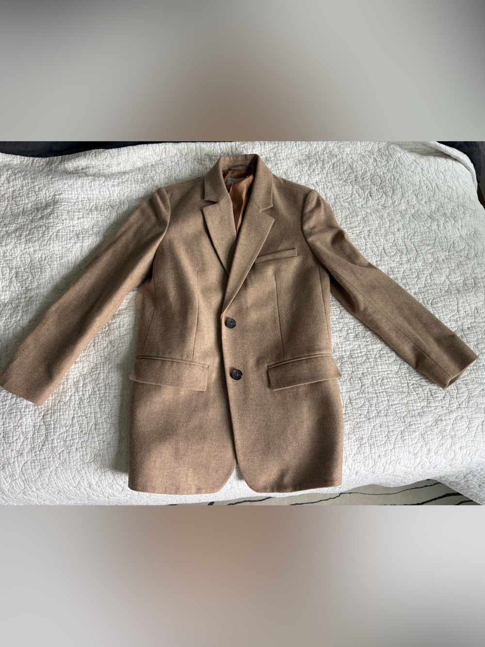 Classic Single-Breasted Camel Wool- Blend Blazer